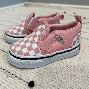 Vans Toddler Size 3 Checkerboard Slip-On Powder Pink/True White